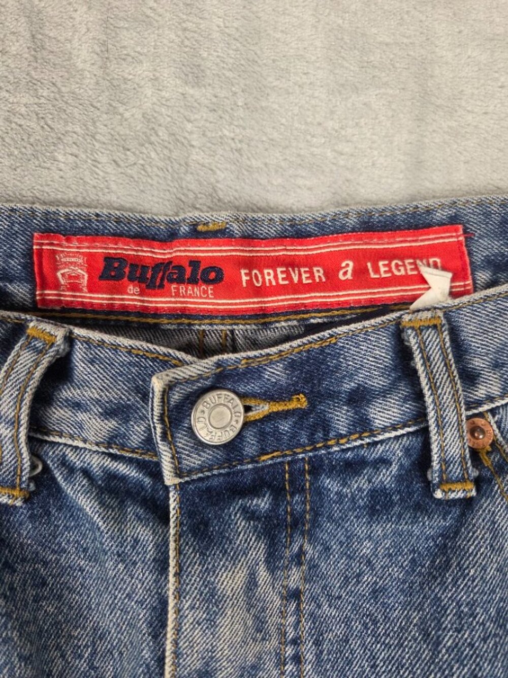 Vintage 90s/Y2K Buffalo "Forever a Legend" Button-Front Denim Midi Skirt Button - Picture 2 of 12